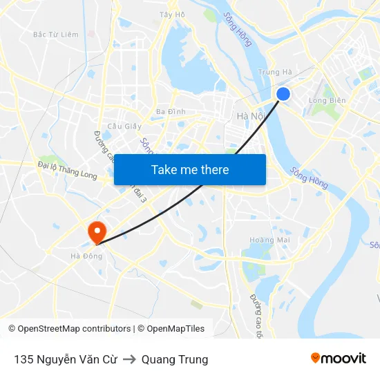 135 Nguyễn Văn Cừ to Quang Trung map