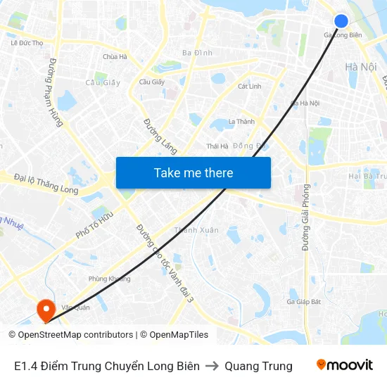 E1.4 Điểm Trung Chuyển Long Biên to Quang Trung map