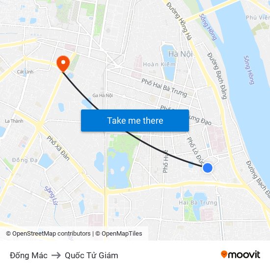 Đống Mác to Quốc Tử Giám map