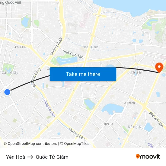 Yên Hoà to Quốc Tử Giám map