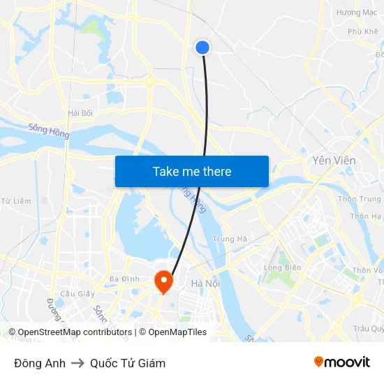 Đông Anh to Quốc Tử Giám map