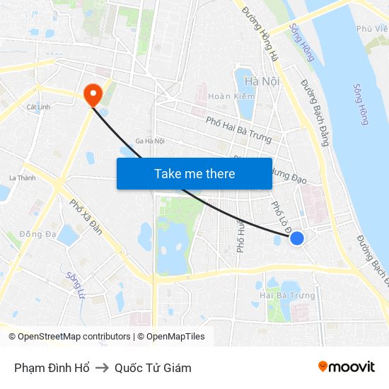 Phạm Đình Hổ to Quốc Tử Giám map