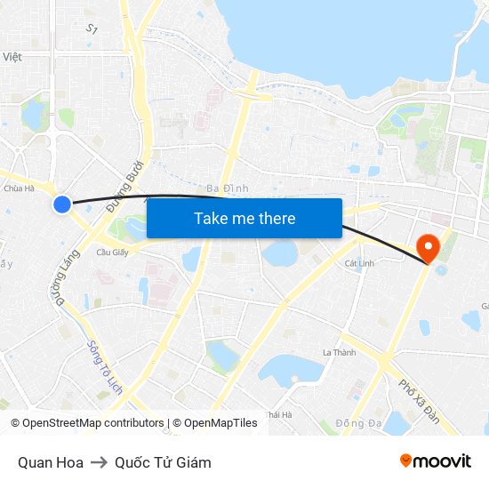 Quan Hoa to Quốc Tử Giám map