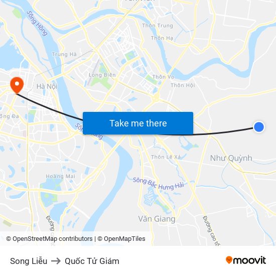 Song Liễu to Quốc Tử Giám map