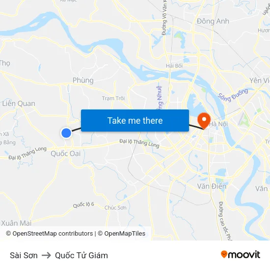 Sài Sơn to Quốc Tử Giám map