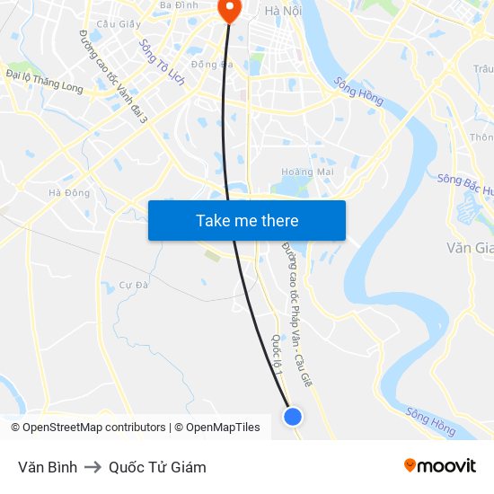 Văn Bình to Quốc Tử Giám map