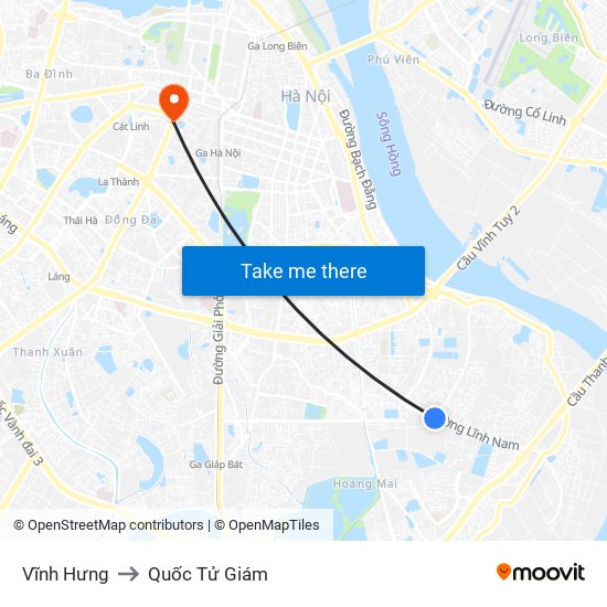 Vĩnh Hưng to Quốc Tử Giám map