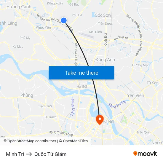 Minh Trí to Quốc Tử Giám map