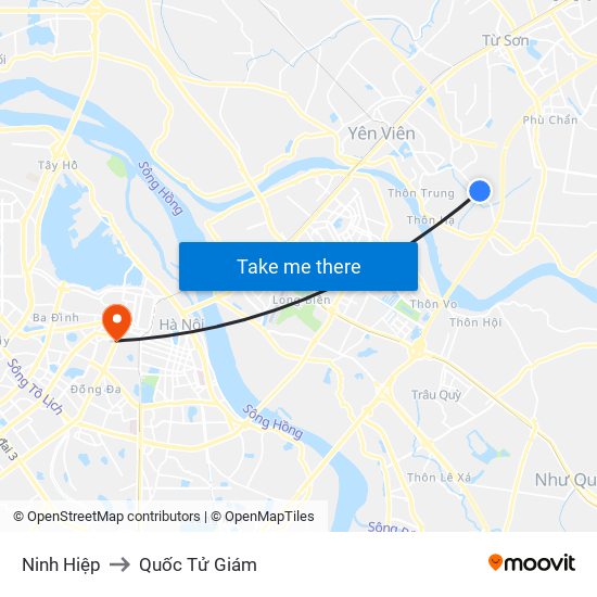 Ninh Hiệp to Quốc Tử Giám map