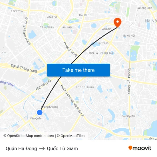 Quận Hà Đông to Quốc Tử Giám map