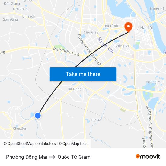 Phường Đồng Mai to Quốc Tử Giám map