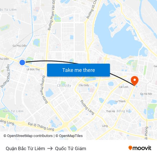 Quận Bắc Từ Liêm to Quốc Tử Giám map