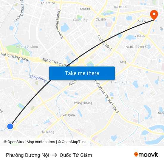 Phường Dương Nội to Quốc Tử Giám map