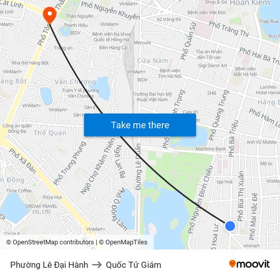 Phường Lê Đại Hành to Quốc Tử Giám map