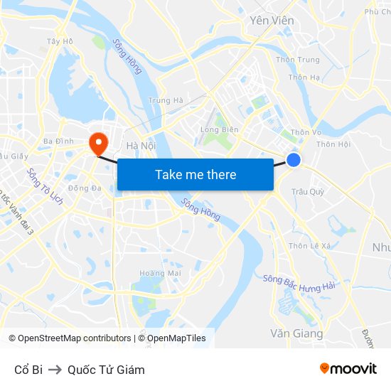 Cổ Bi to Quốc Tử Giám map
