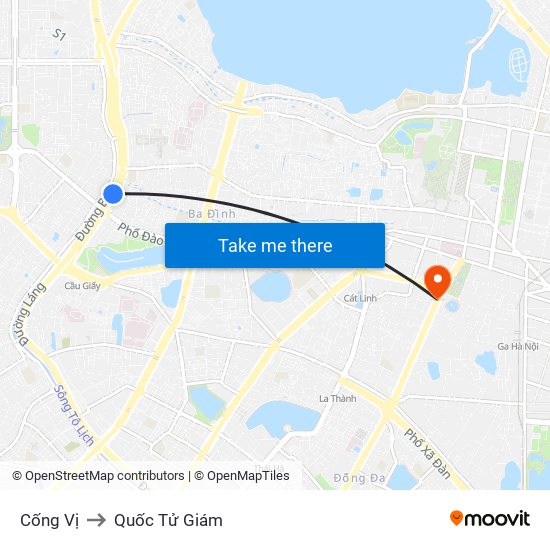 Cống Vị to Quốc Tử Giám map