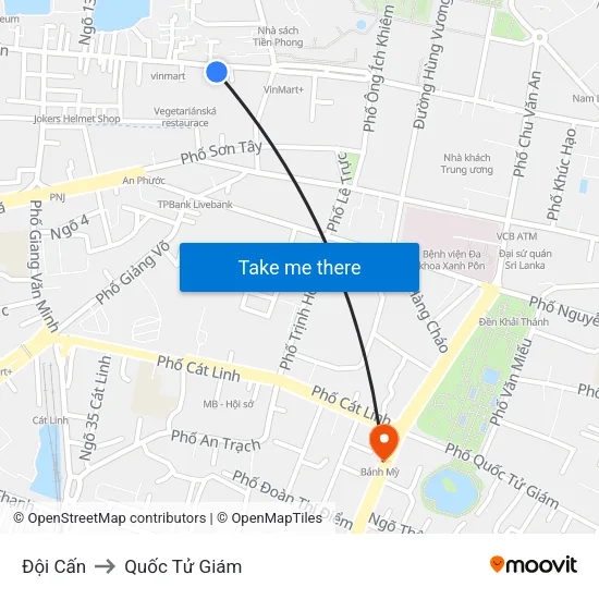 Đội Cấn to Quốc Tử Giám map