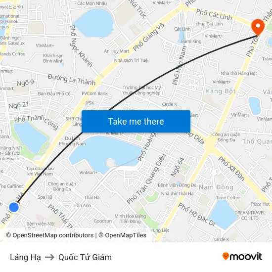 Láng Hạ to Quốc Tử Giám map