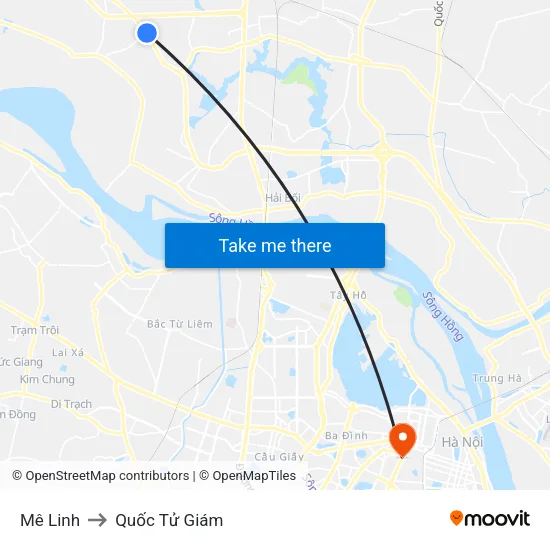 Mê Linh to Quốc Tử Giám map