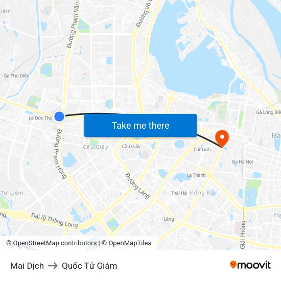 Mai Dịch to Quốc Tử Giám map