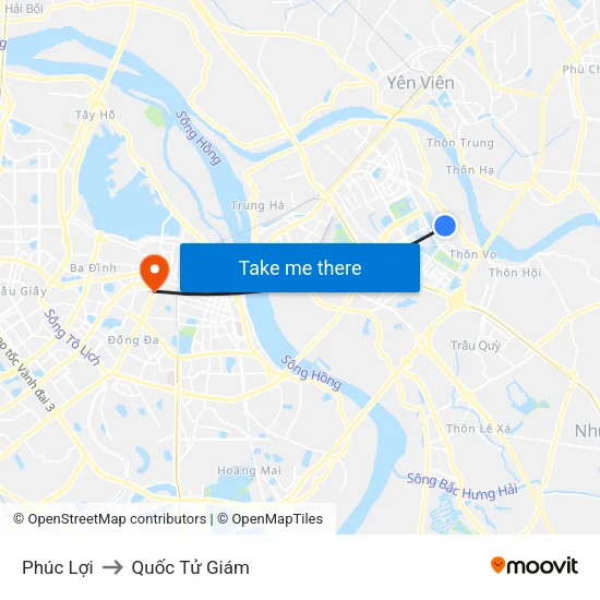 Phúc Lợi to Quốc Tử Giám map