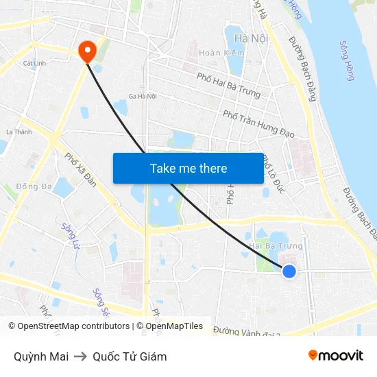 Quỳnh Mai to Quốc Tử Giám map