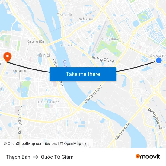 Thạch Bàn to Quốc Tử Giám map