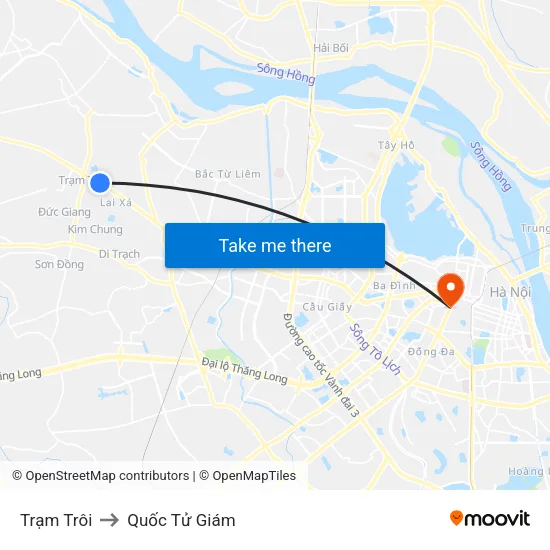 Trạm Trôi to Quốc Tử Giám map