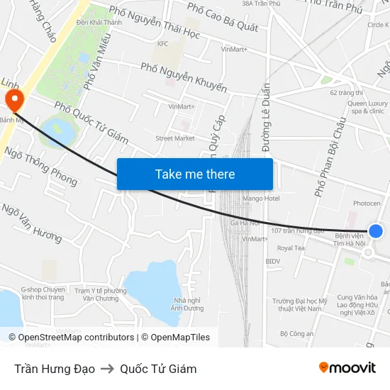 Trần Hưng Đạo to Quốc Tử Giám map