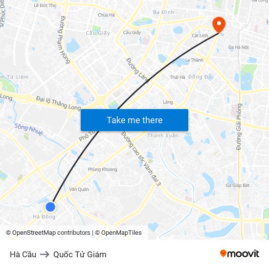 Hà Cầu to Quốc Tử Giám map