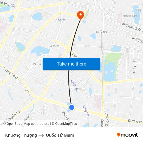 Khương Thượng to Quốc Tử Giám map