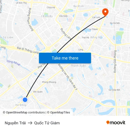 Nguyễn Trãi to Quốc Tử Giám map