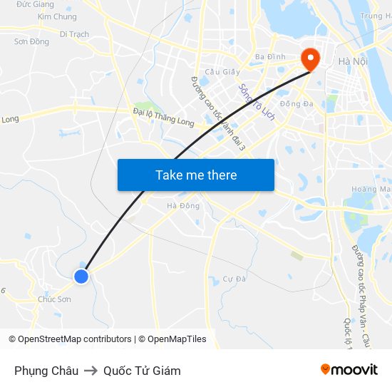 Phụng Châu to Quốc Tử Giám map