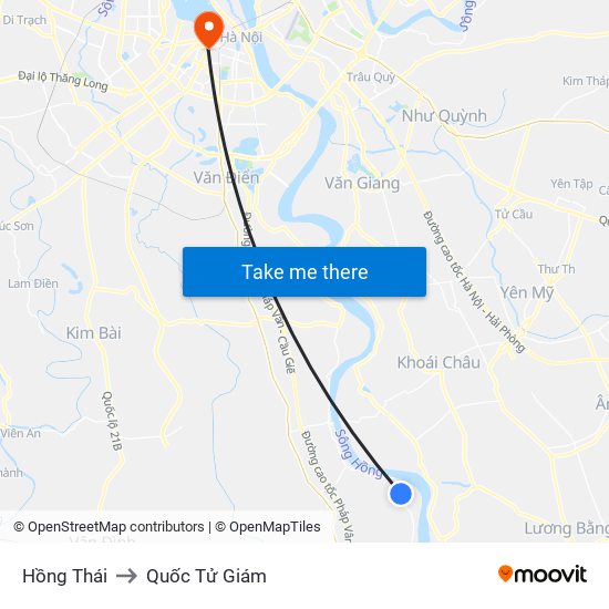 Hồng Thái to Quốc Tử Giám map