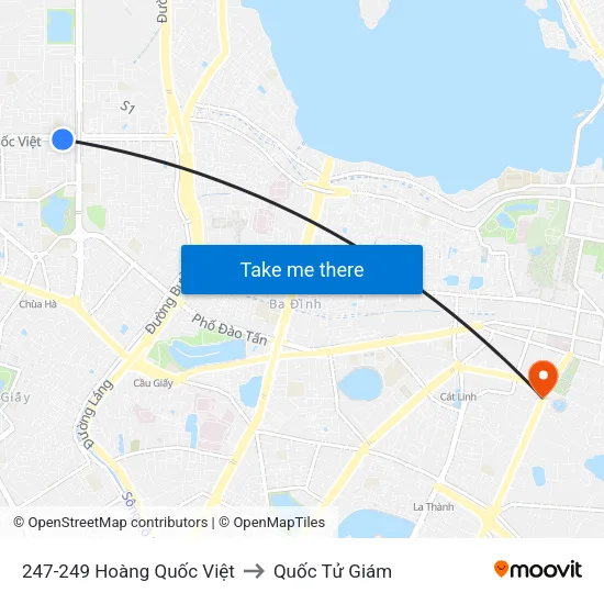 247-249 Hoàng Quốc Việt to Quốc Tử Giám map