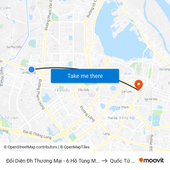 Đối Diện Đh Thương Mại - 6 Hồ Tùng Mậu (Cột Sau) to Quốc Tử Giám map