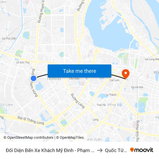 Đối Diện Bến Xe Khách Mỹ Đình - Phạm Hùng (Cột Trước) to Quốc Tử Giám map