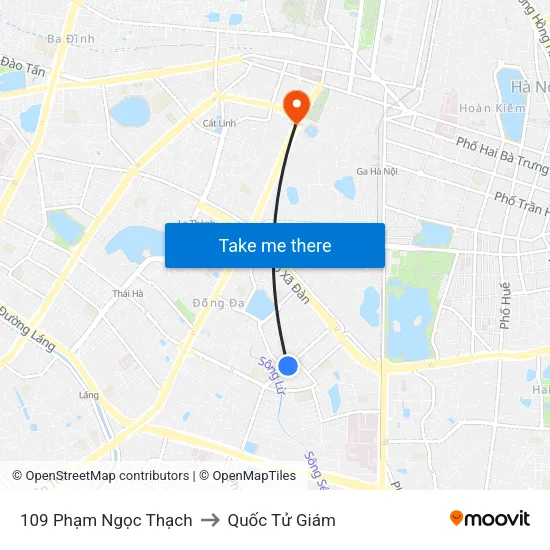 109 Phạm Ngọc Thạch to Quốc Tử Giám map