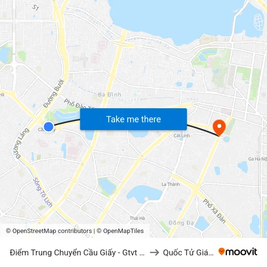 Điểm Trung Chuyển Cầu Giấy - Gtvt 01 to Quốc Tử Giám map