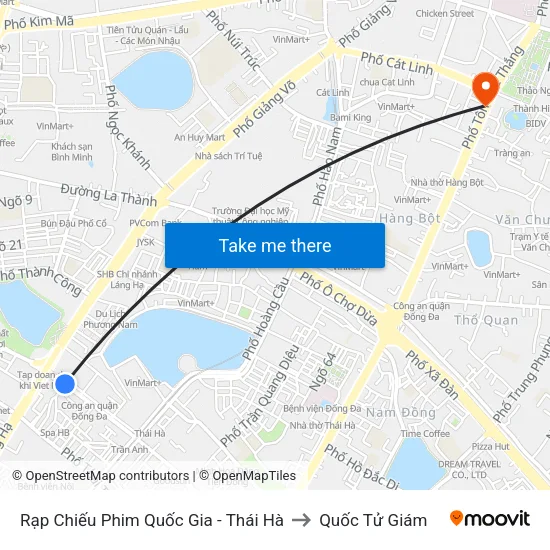 Rạp Chiếu Phim Quốc Gia - Thái Hà to Quốc Tử Giám map