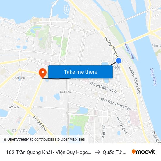 162 Trần Quang Khải - Viện Quy Hoạch Thủy Lợi to Quốc Tử Giám map