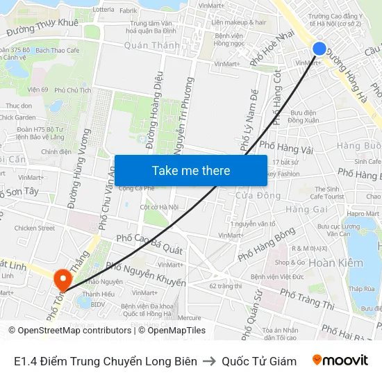 E1.4 Điểm Trung Chuyển Long Biên to Quốc Tử Giám map