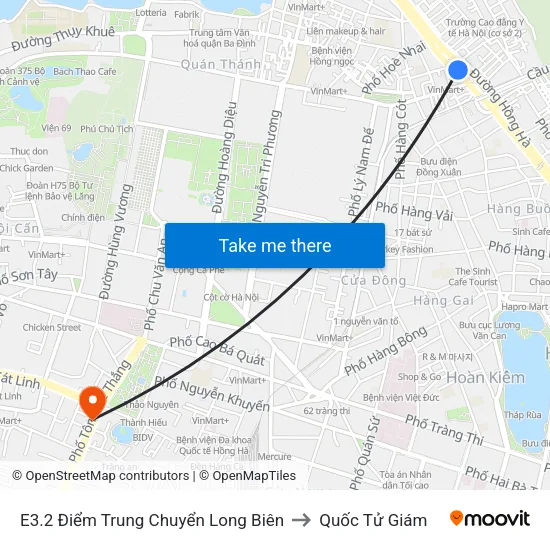 E3.2 Điểm Trung Chuyển Long Biên to Quốc Tử Giám map