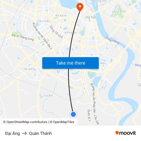 Đại Áng to Quán Thánh map