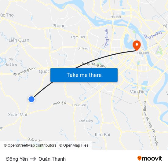 Đông Yên to Quán Thánh map