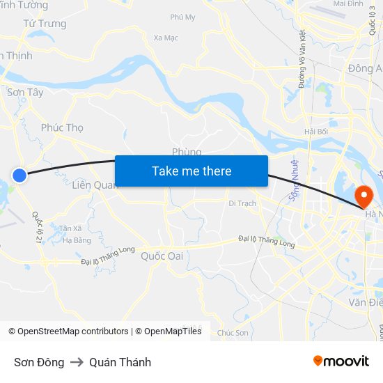 Sơn Đông to Quán Thánh map