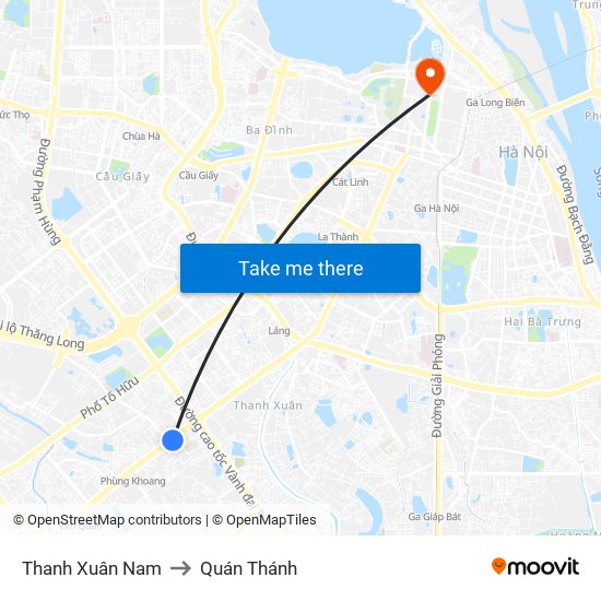 Thanh Xuân Nam to Quán Thánh map
