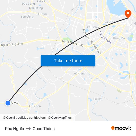 Phú Nghĩa to Quán Thánh map