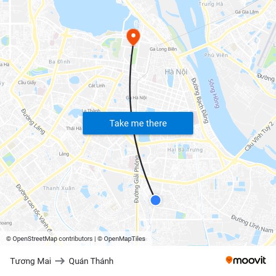 Tương Mai to Quán Thánh map