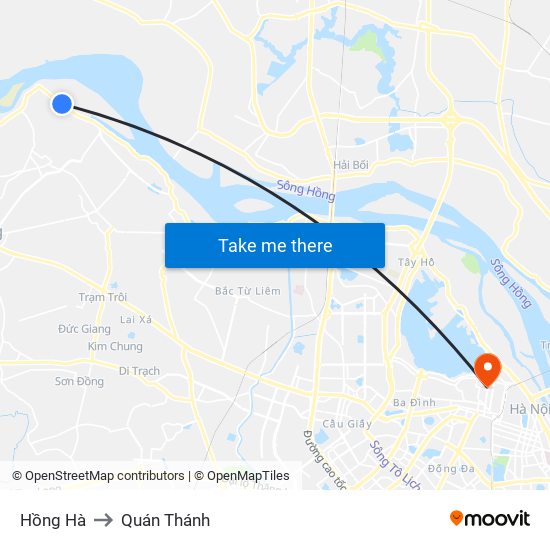 Hồng Hà to Quán Thánh map